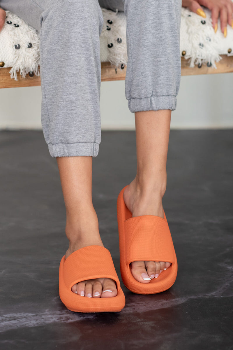 Go All Out Slide-On Sandals in Orange
