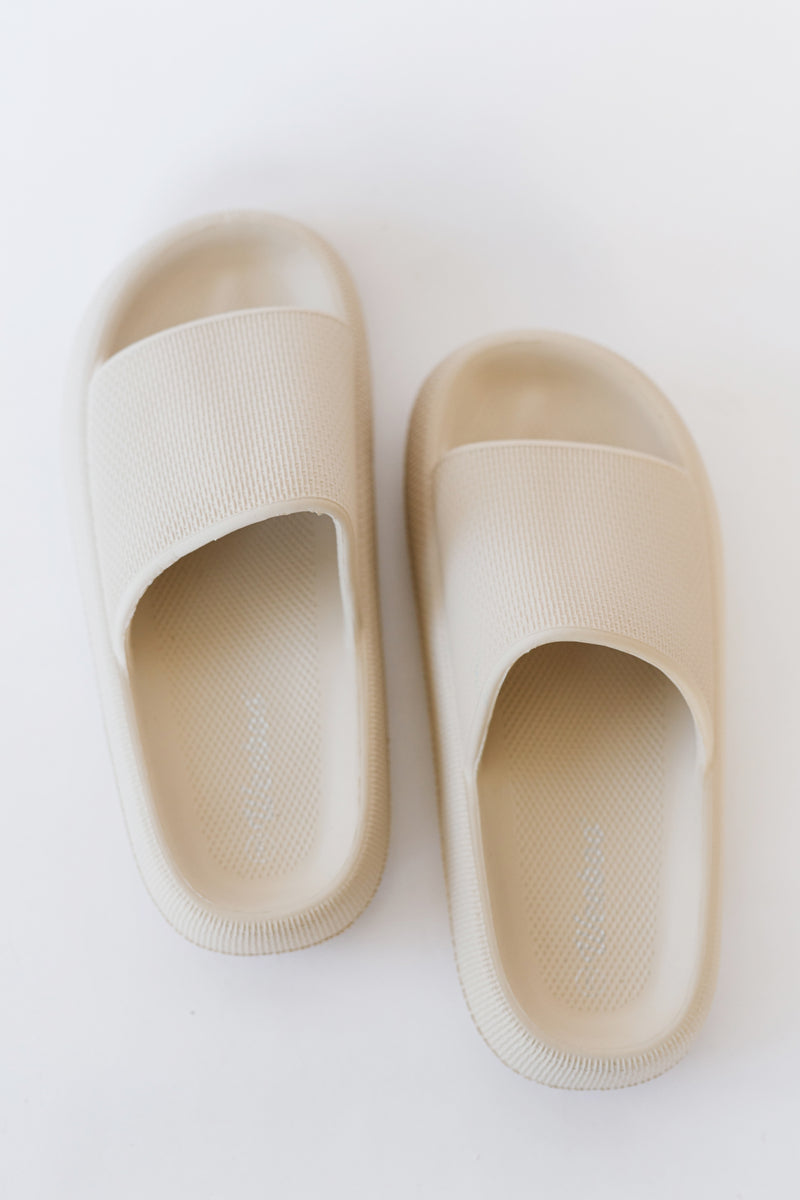 Go All Out Slide-On Sandals in Beige